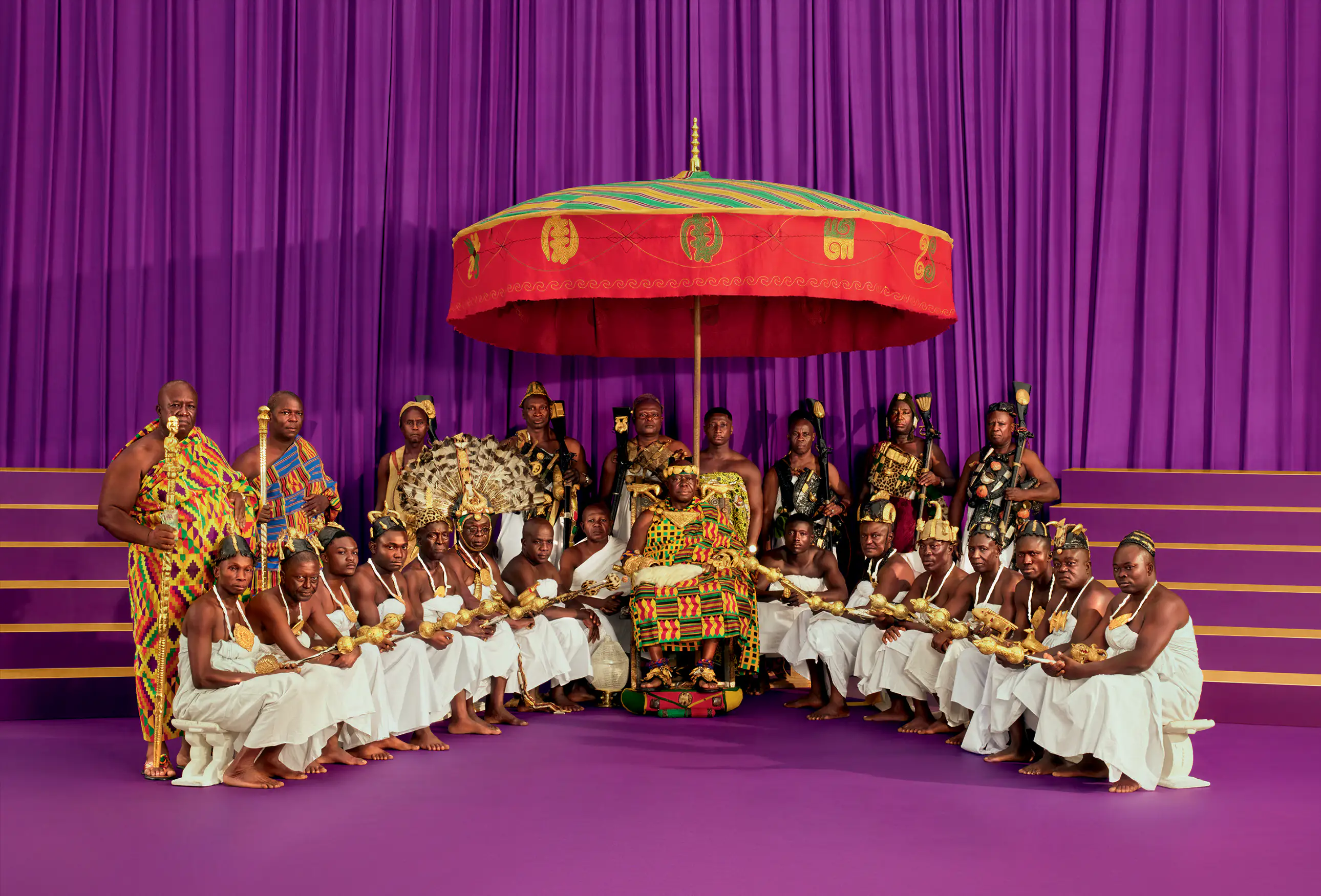 Portrait of Otumfuo Nana Osei Tutu II with his royal delegation for The Cal™ 2024